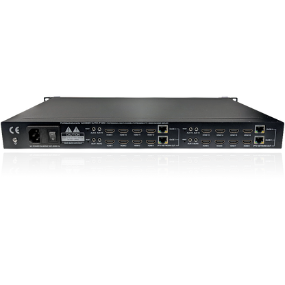 VeCODER ULTRA HD HEVC 16-channel HDMI IPTV encoder rear input panel