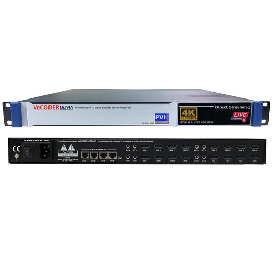 VeCODER ULTRA 4K H.264 multichannel HDMI IPTV encoder 2 to 8 channel UHD 4K rack streaming server for IP distribution