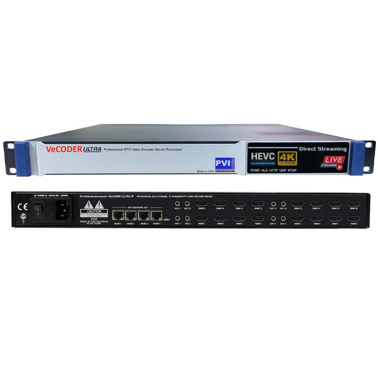 VeCODER ULTRA 4K H.264 H.265 HEVC multichannel HDMI IPTV encoder 2 to 8 channel UHD 4K rack streaming server