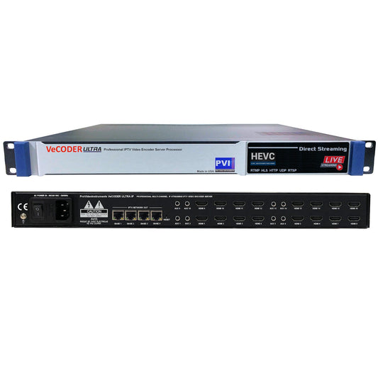 VeCODER ULTRA HD H.264 H.265 HEVC multichannel HDMI IPTV encoder 4 to 16 channel rack streaming server