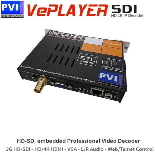 VePLAYER-SDI broadcast 3G-SDI IP to SDI HDMI video decoder front