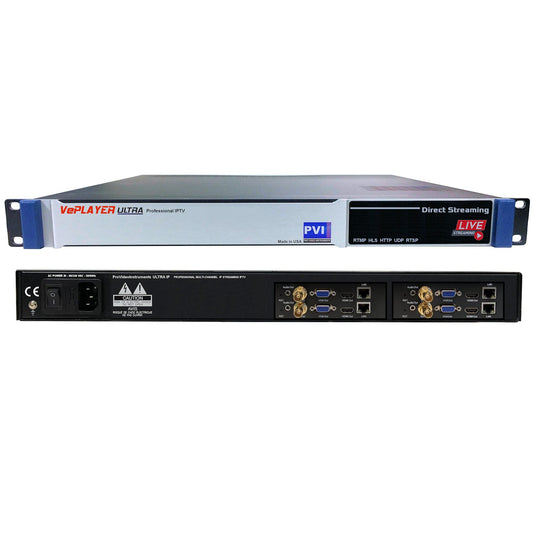 VePLAYER ULTRA-4 RACK 4-channel IP video decoder with HDMI and SDI output HD 4K rack mount streaming server