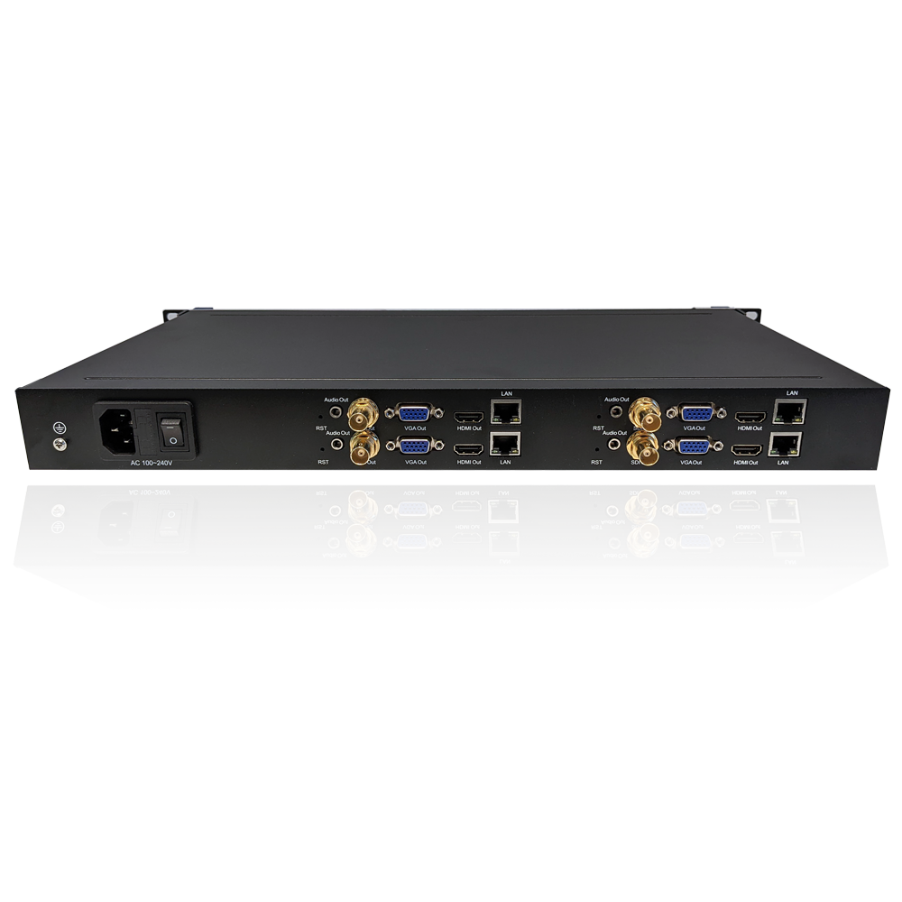 VePLAYER ULTRA-4 RACK rear HDMI and SDI outputs and network inputs