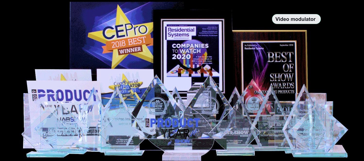 Video modulator VeCOAX MINIMOD 2+ multiple industry awards NAB CE Pro CEDIA