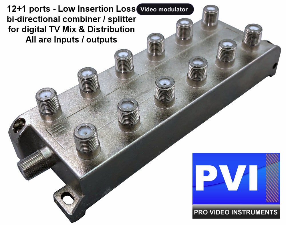 Video modulator coaxial combiner splitter for digital TV channel distribution multi modulator combining