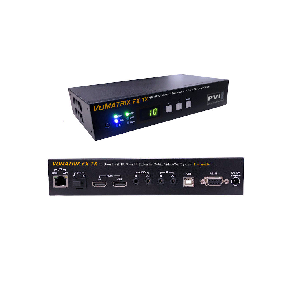 VuMATRIX 3x3 video wall system schematic with PoE and fiber