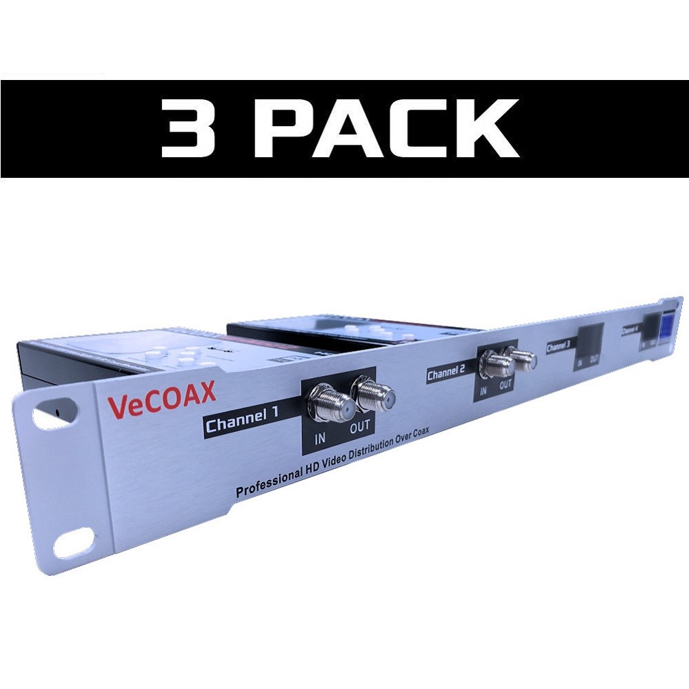 <b>3-PACK</b> | VeCOAX RACK-2 is a Two Channels HDMI To Coax channels HD RF Modulator for 1080P full HD dolby HDMI Video Distribution to all TVs over coax